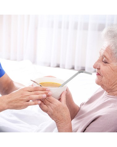 Acciaio inossidabile "Turtleneck® Straw" 4 paglie da bere argento 22cm Ø 7,5 mm, incl. sacchetto di stoccaggio e spazzole!