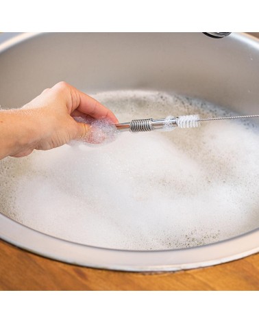 Acciaio inossidabile "Turtleneck® Straw" 4 paglie da bere argento 22cm Ø 7,5 mm, incl. sacchetto di stoccaggio e spazzole!