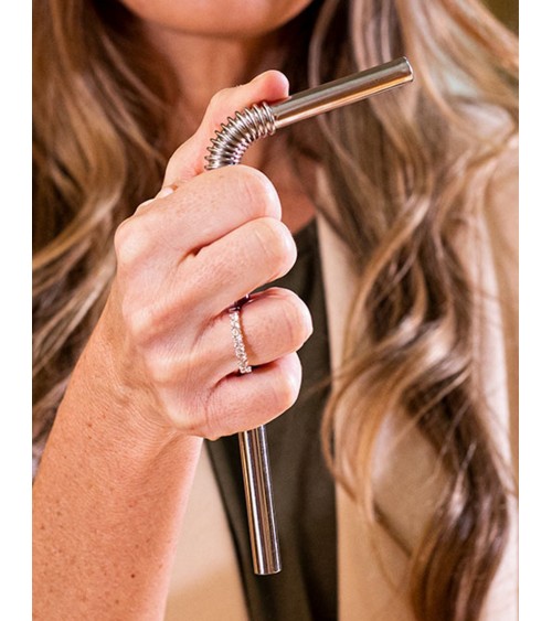 Acciaio inossidabile "Turtleneck® Straw" 4 paglie da bere argento 22cm Ø 7,5 mm, incl. sacchetto di stoccaggio e spazzole!