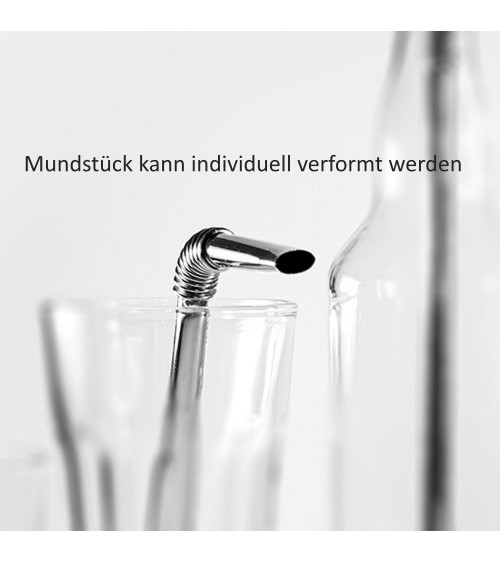 Vlekkeloos staal "Turtleneck Straw" vier dronkaards zilveren 22cm 07,5 mm, incl. opslagzak!