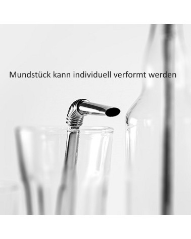 Acciaio inossidabile "Turtleneck® Straw" 4 paglie da bere argento 22cm Ø 7,5 mm, incl. sacchetto di stoccaggio e spazzole!