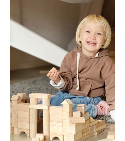 Bloques de construcción de madera - 100 partes - Dimensiones: ca. 9 x 3 x 1 cmMaterial: Madera - Tejido