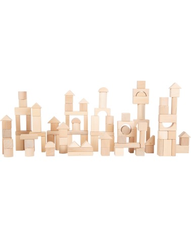 Blocchi di legno-natur- in borsa - 100 parti - Dimensioni: ca. 9 x 3 x 1 cmMateriale: legno - Tessuto