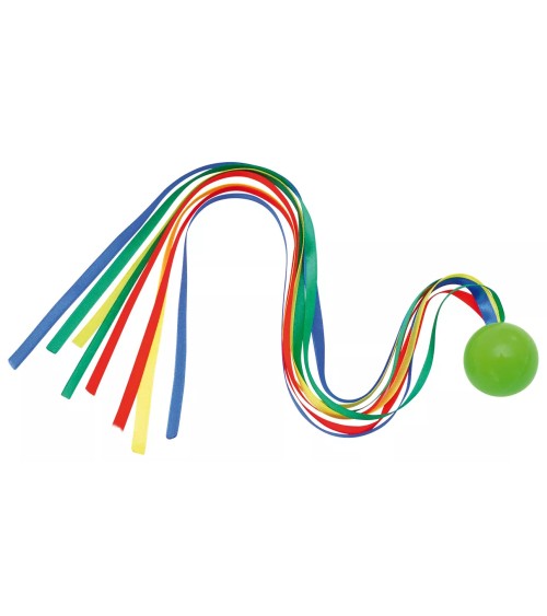 Bunter Kometenball mit Regenbogenschweif und 8 Chiffonbändern.