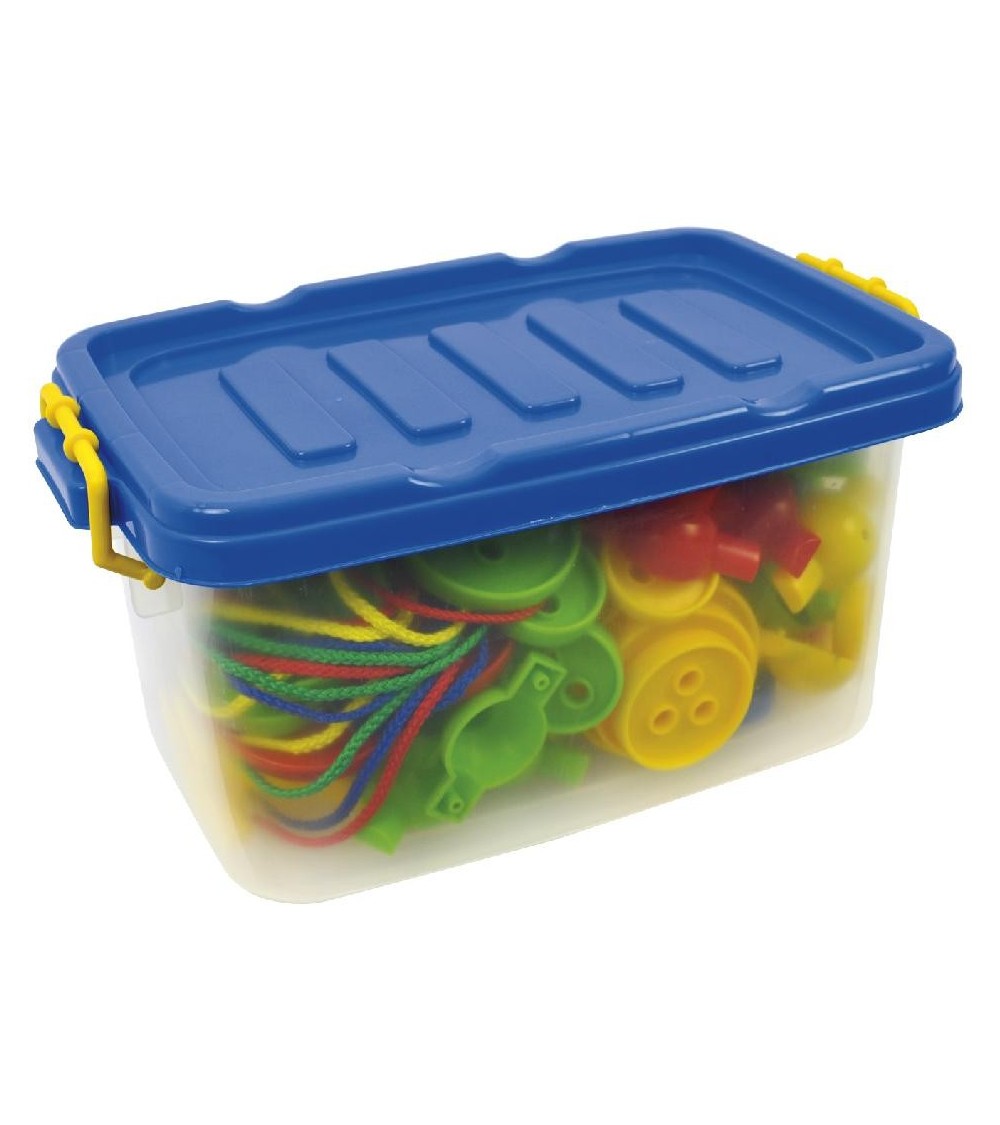 Fädelknöpfe Box - Material: Kunststoff, Inhalt: 8 Nylonschnüre