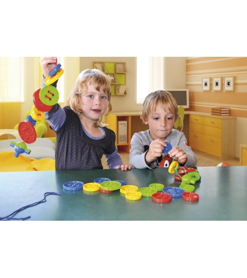 Fädelknöpfe Box - Material: Kunststoff, Inhalt: 8 Nylonschnüre