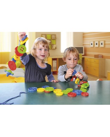 Fädelknöpfe Box - Material: Kunststoff, Inhalt: 8 Nylonschnüre