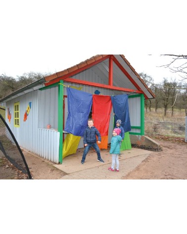 Building caves with colorful fabric webs