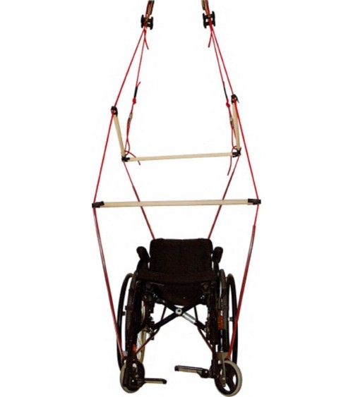 Mobile rolstoel swing voor kinderen in de buurt. Verzamel instructies en transportzak